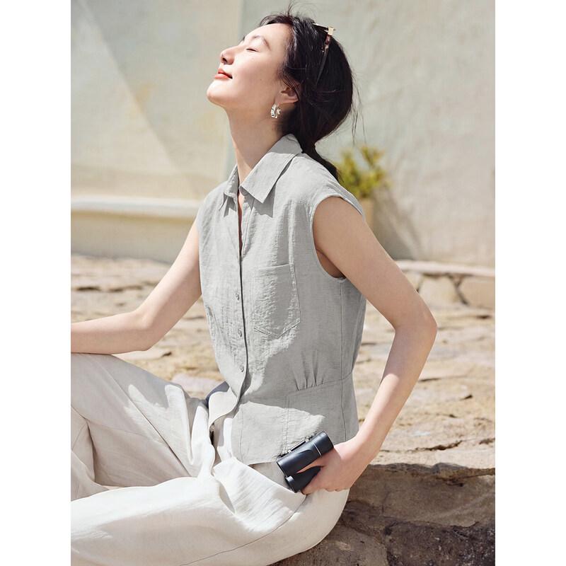 XWI Women's Summer Slimming Pleated Blouse