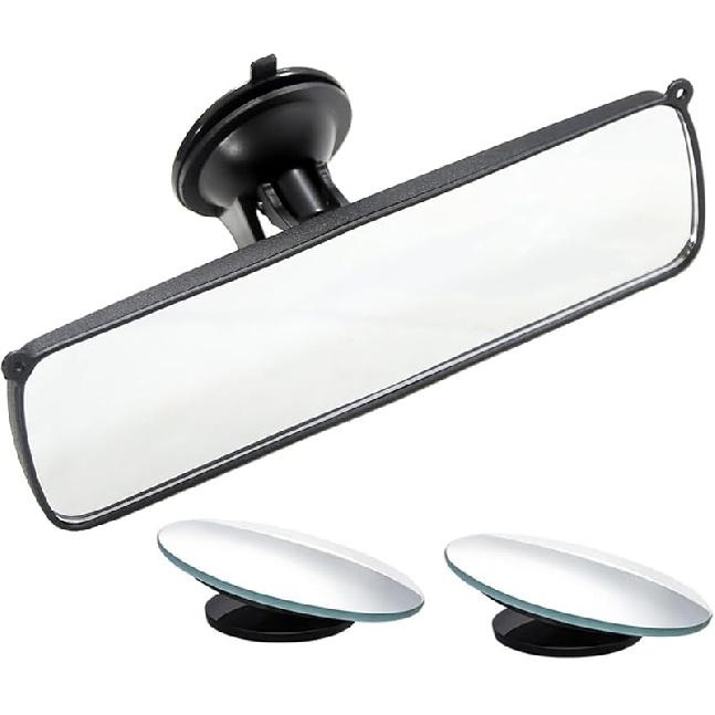 Rear View Mirror, 9.8  Universal Rearview Mirror, Car Interior Rear View Mirror With Adjustable Suction Cup, Car Ide Mirror For SUV, Vans, Trucks белый