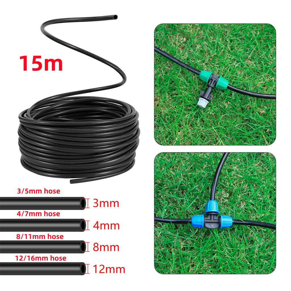 15m Garden Watering Hose PVC Micro Irrigation Pipe 3/5mm 4/7mm 8/11mm 12/16mm Greenhouse Bonsai Irrigation System Sprinkler Tube