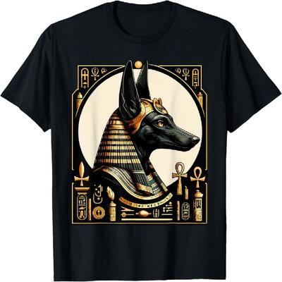 Streetwear Années 80 90 Égypte rétro Dieu Égyptien Anubis T-Shirt(1)