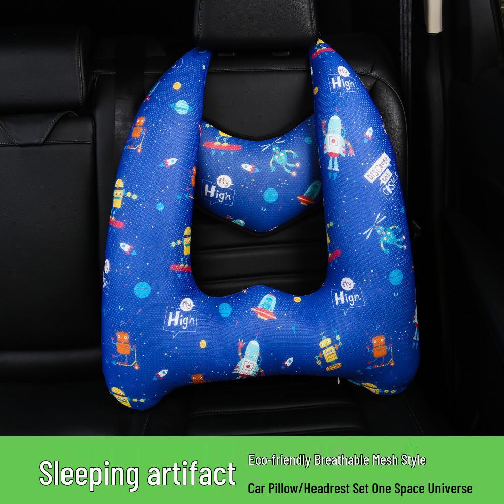 Children's Cartoon Car Headrest Neck Pillow & Lumbar Support Cushion