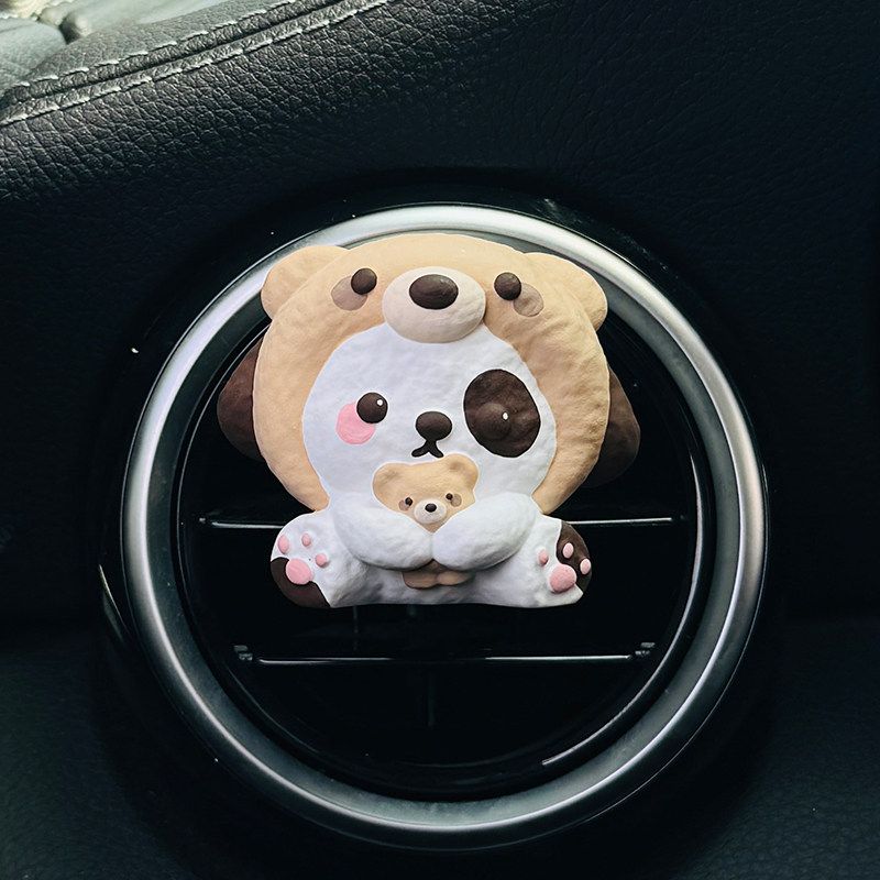 

Car Perfume Aromatherapy Creative Cute Bear Dog Air Vent Fragrance Gift for Girls Aroma Diffuser Stone Car Decoration Brown Hugging Bear Dog