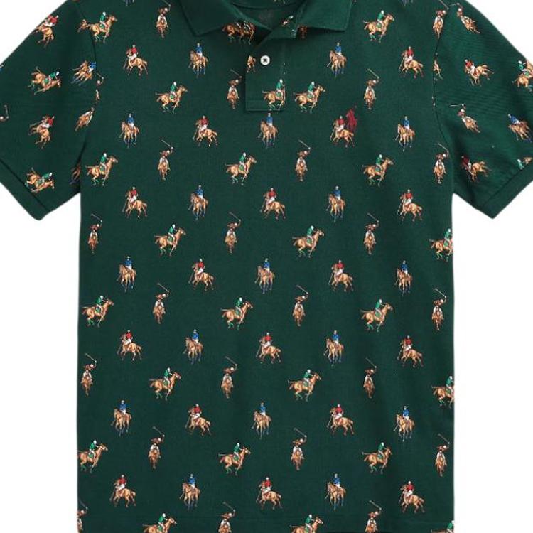 Polo Ralph Lauren Polo Player Print Slim Fit Short Sleeve Polo Shirt Men Tops Green 710953478-001
