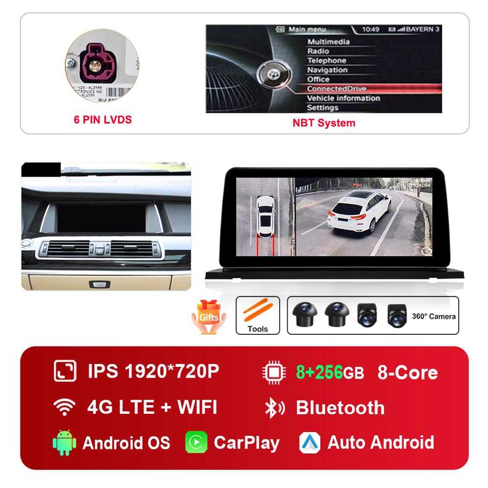 12.3 inch HD Touch Screen for BMW 5 Series F07 GT 2011 - 2017 CIC NBT System Android Car Radio Multimedia Player DSP Stereo GPS