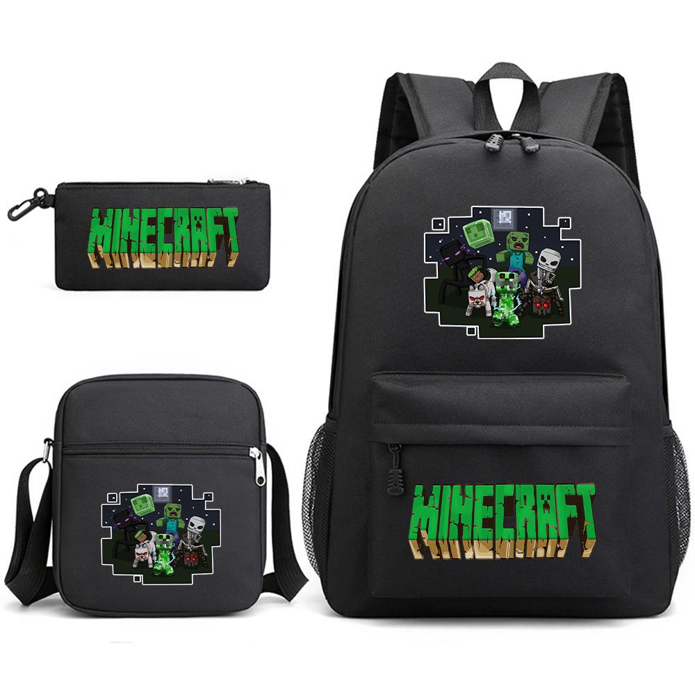 Minecraft Schooltas Game Merchandise Student Grote Capaciteit Print Drie Delige Schooltas Mannen En Vrouwen
