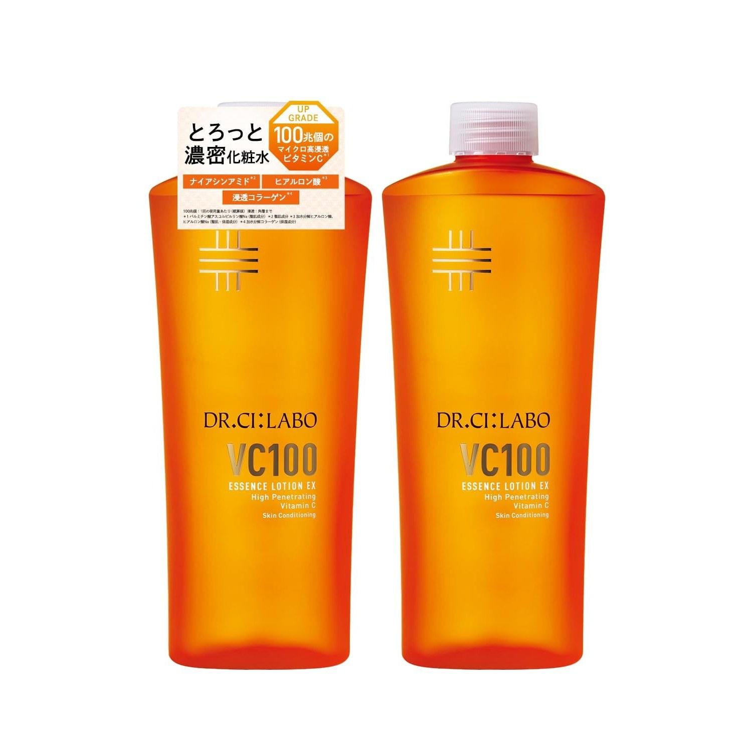 Dr. CiLabo VC100 Essence Lotion EX V Refill Set (285mL / 2 bottles approximately 2-3 months supply) Vitamin C Mothers Day Gift (Transparency Pores Cap