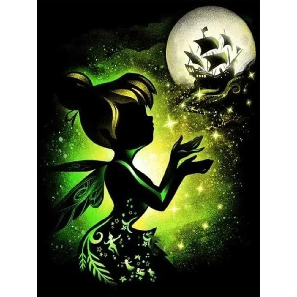 

Disney Diamond Painting Tinker Bell Silhouette Illustration 5D Mosaic Craft Hobby DIY Gift Home Decoration Embroidery Round 20x30cm