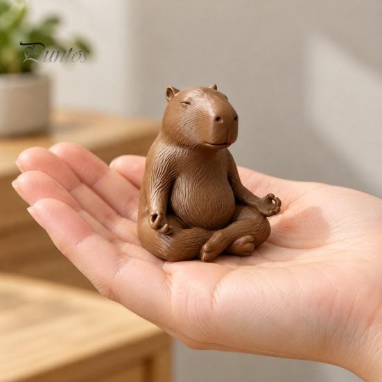 Meditating Animal Sculpture Capybara Figurine, 3D Printed Yoga Statue, Zen Cute Statue Ornament for Home Office Shelf Decoration Relaxing Room