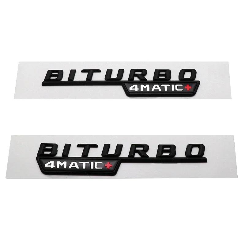 1Pair Car Fender Side Sticker Rear Trunk Badge for Mercedes Benz BITURBO 4MATIC 2014-2016 W221 W212 W205 W211 C180 W210 GLC B200 AT1