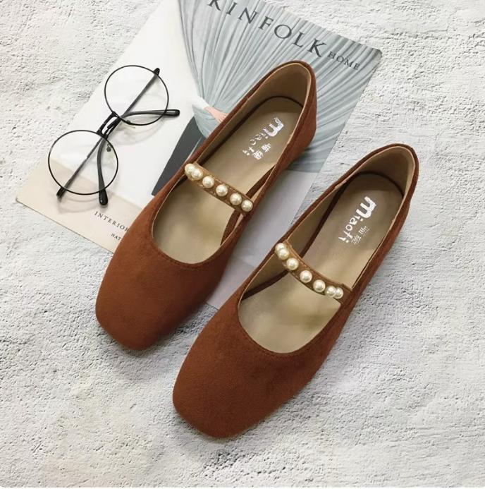 Fashion Flat Shoes for Women Spring and Autumn 2025 New Square Toe Bow Shallow Mouth Ballet Flat Shoes Plus Size Women's Shoes 41-43