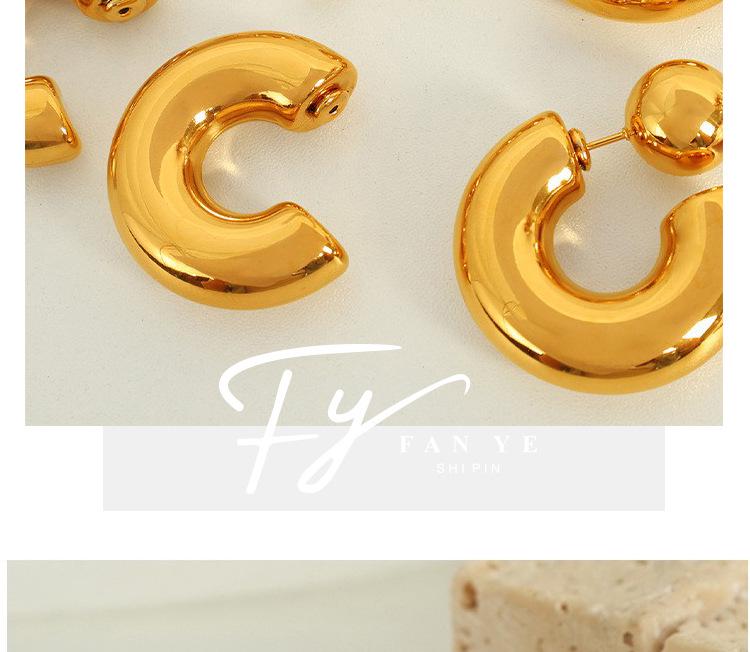 Gold Non-fading C-shaped Stainless Steel Stud Earrings with European & American Niche Design
