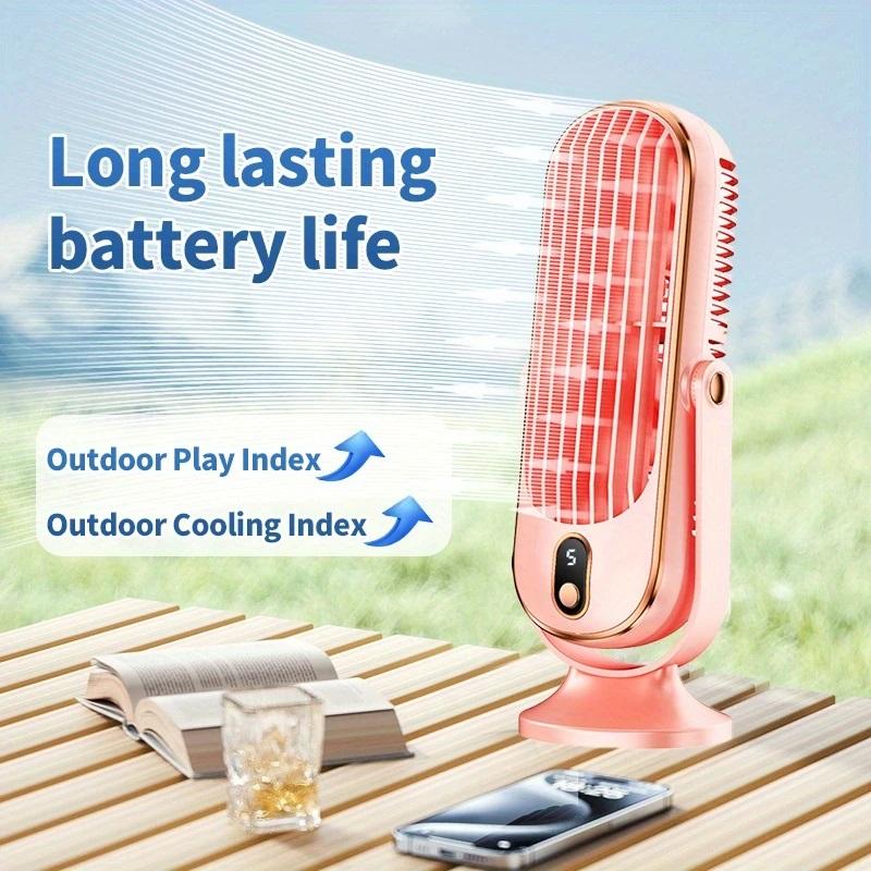 USB charging air-cooled small fan, 5-speed adjustable, large battery dual motor stylish desktop fan, portable air cooler