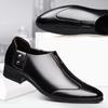 Men Black Slip‑On Leather Dress Shoes Pointed Toe Business Office Formal Footwear