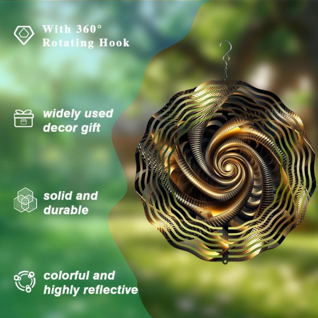 Spirale für Galaxy Metall Windspiel - 360° drehbarer Haken, doppelseitiges künstlerisches Design, lebendig & filigran für Garten- und Hinterhofdeko
