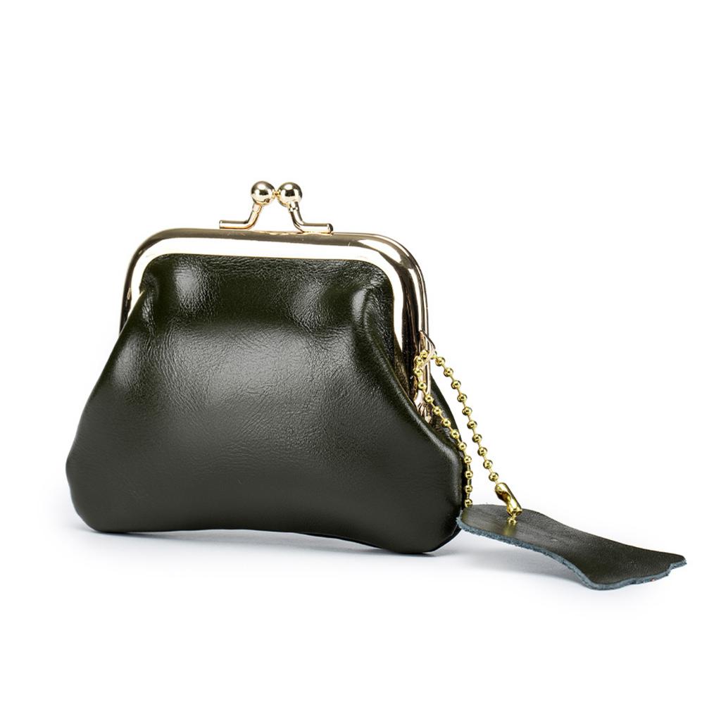 Porte-monnaie pour femmes Rangement créatif Bouche Sac doré Porte-monnaie japonais Petit porte-monnaie en cuir de vachette Sac à bouche dorée