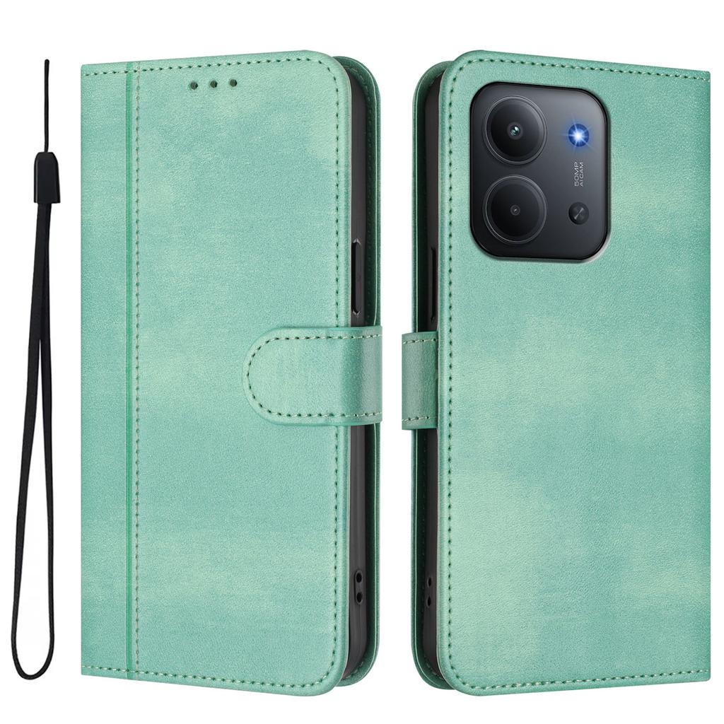 For Xiaomi Redmi 15C 4G (171mm) Cases Wallet Stand Retro Texture Leather Phone Cover with Lanyard