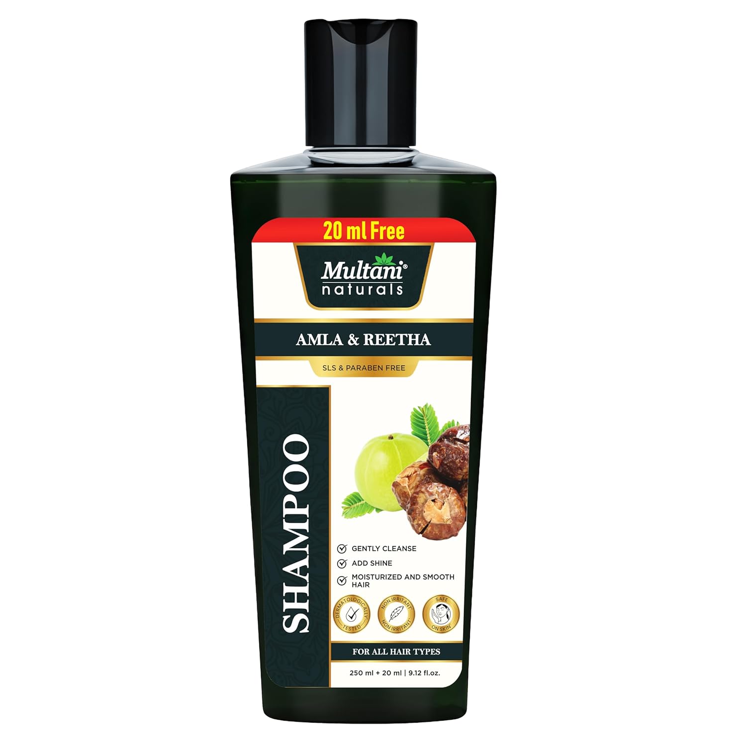 Multani Natural Amla & Reetha Herbal Hair Shampoo 270 ml Gentle Cleansing Strengthening Smooth Shine All Hair Types