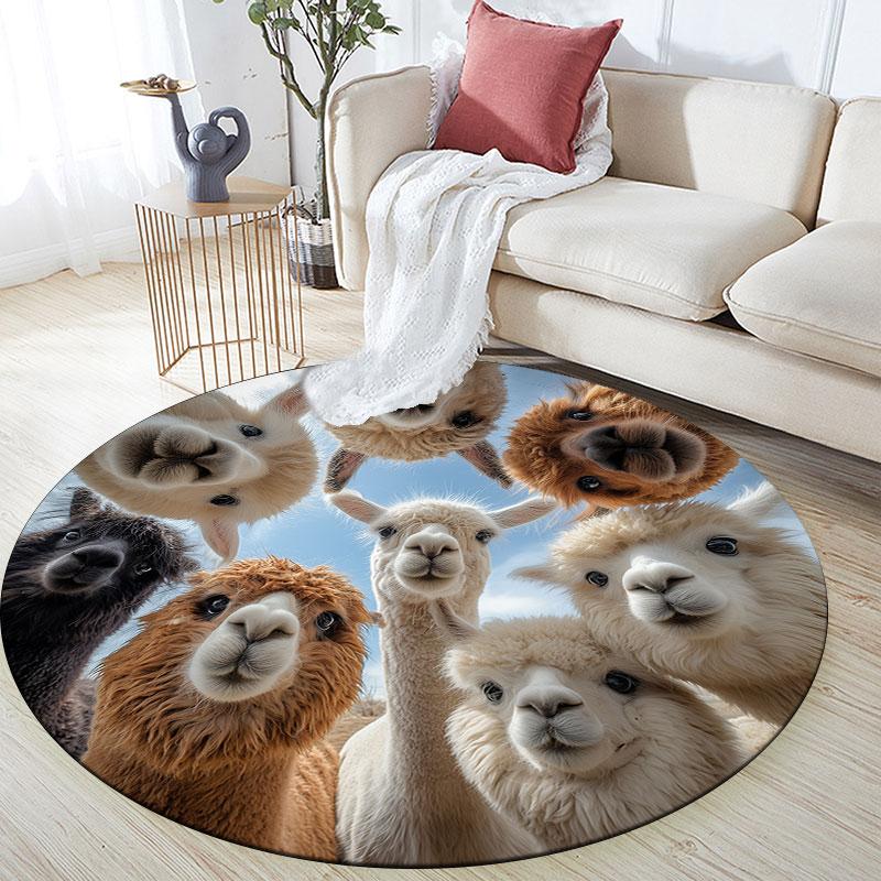 Goat Theme pattern round rug,Carpet Rug for Living Room Bedroom Playroom ,Non-slip Floor Mat,Holiday Gifts and Birthday Gifts.