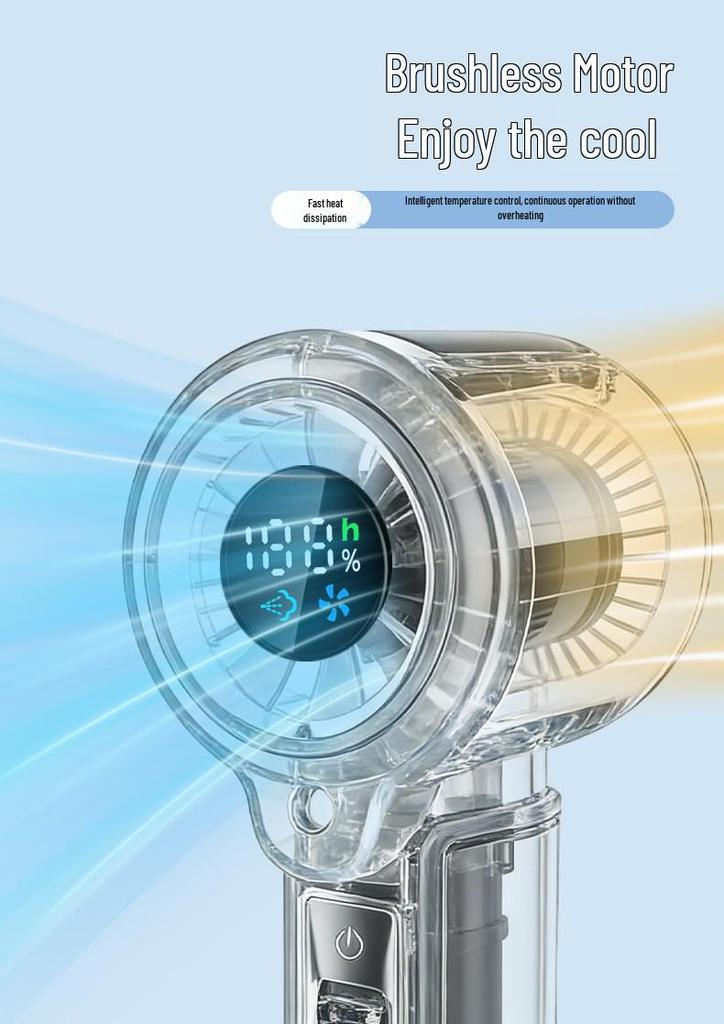 2026 Turbo Spray Handheld USB Rechargeable Fan with Strong Wind Power for Desk Use