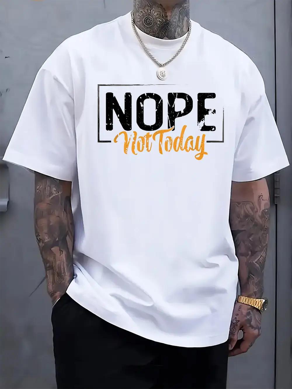 NOPE Graphic Tee - Black Casual Crew Neck Short Sleeve T-shirt with Vibes Today Print XXXL