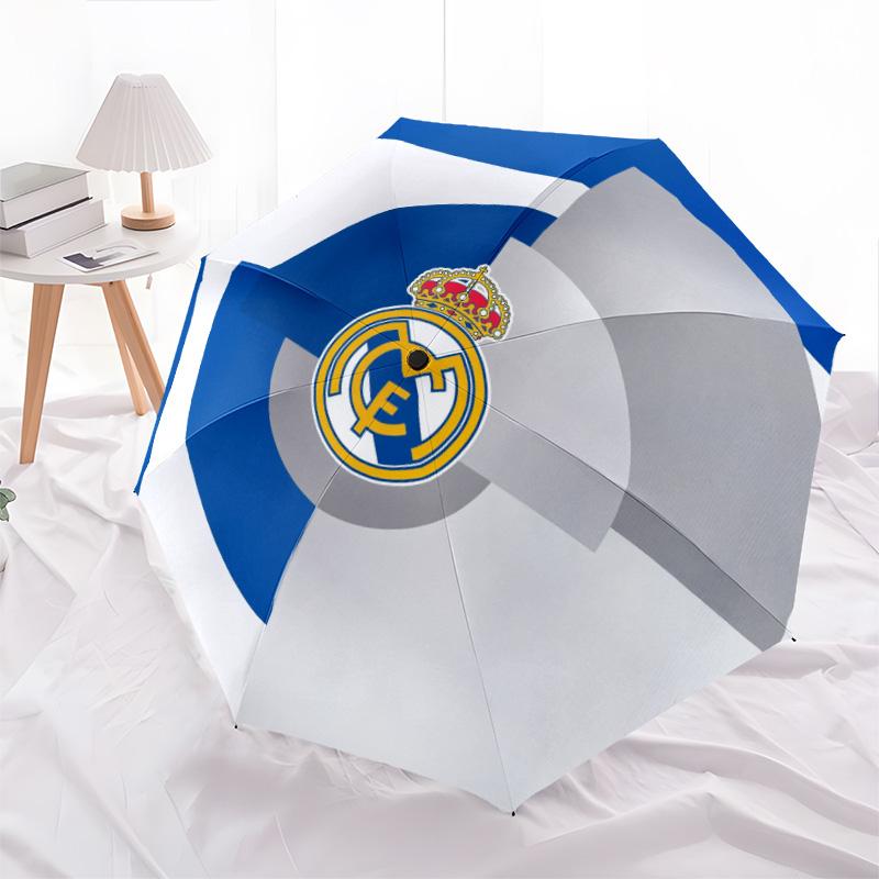 Real Madrid CF  pattern, automatic folding umbrella, portable and foldable design, 8 ribs, a Christmas or birthday gift.