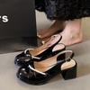 With skirt Mary Jane shoes small fragrant wind light mouth thick heel sandals 2025 spring and summer new retro round head high heels women