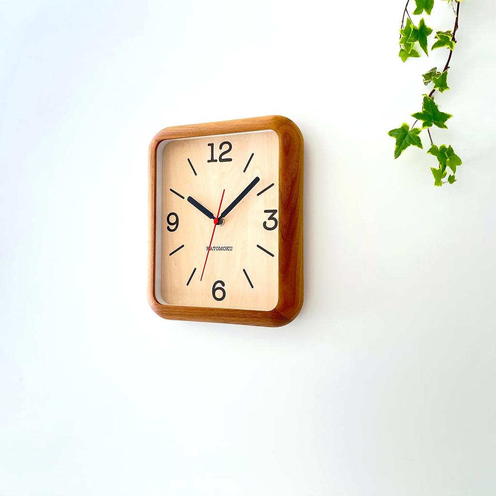 KATOMOKU Muku Clock 19 Walnut Wall Clock with Continuous Second Hand, km-133WARC, 280mm x 220mm (Radio-Controlled Clock)