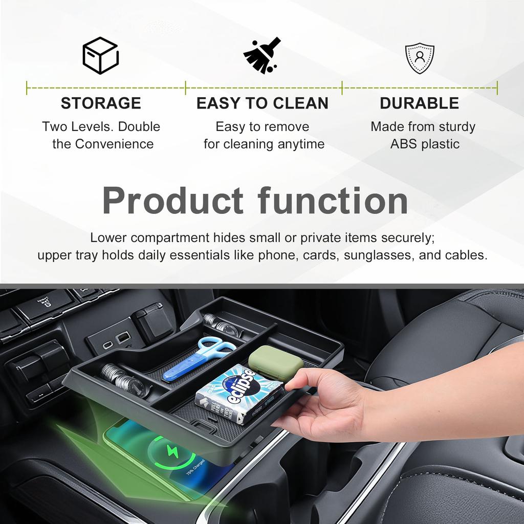 Center Console Organizer Gear Shift For 2019-2025 Chevy Silverado/GMC Sierra 1500 Full Console w/Bucket Seats Only Storage Box