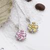 Buyee 925 Sterling Silver Flower Pendant Chain Pink & Yellow Crystal Cherry Blossoms Pendant for Woman Fine Jewelry Chain