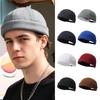 Round Brimless Cap for Casual Outfit Styling, Folded Band Docker Hat with Textured Woven Design, Adjustable Skull Hat for Women Men