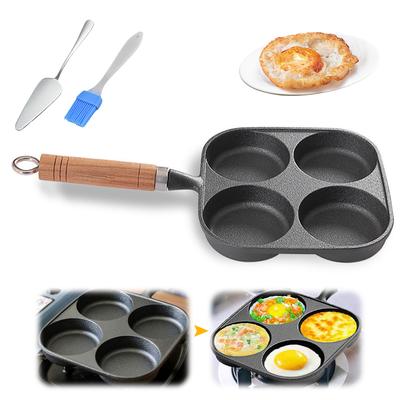 Poêle à frire les œufs en fonte 4 tasses Cuiseur à œufs antiadhésif avec poignée Poêle à crêpes Convient pour cuisinière à gaz et plaque à induction