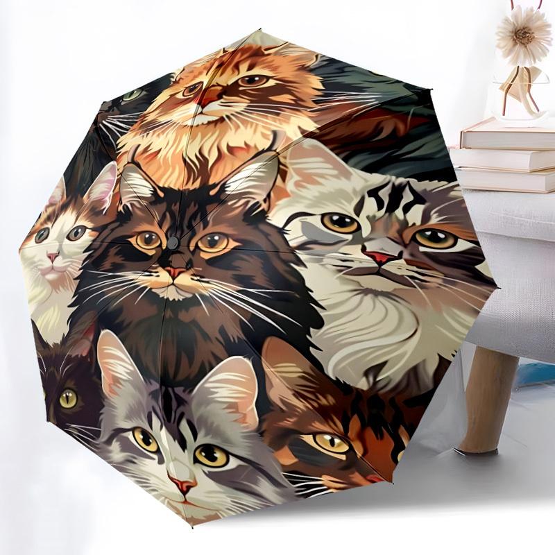 

1pc Cat Faces Automatic Open/Close Umbrella - Compact Travel Umbrella, Gift for Birthdayyy251208140