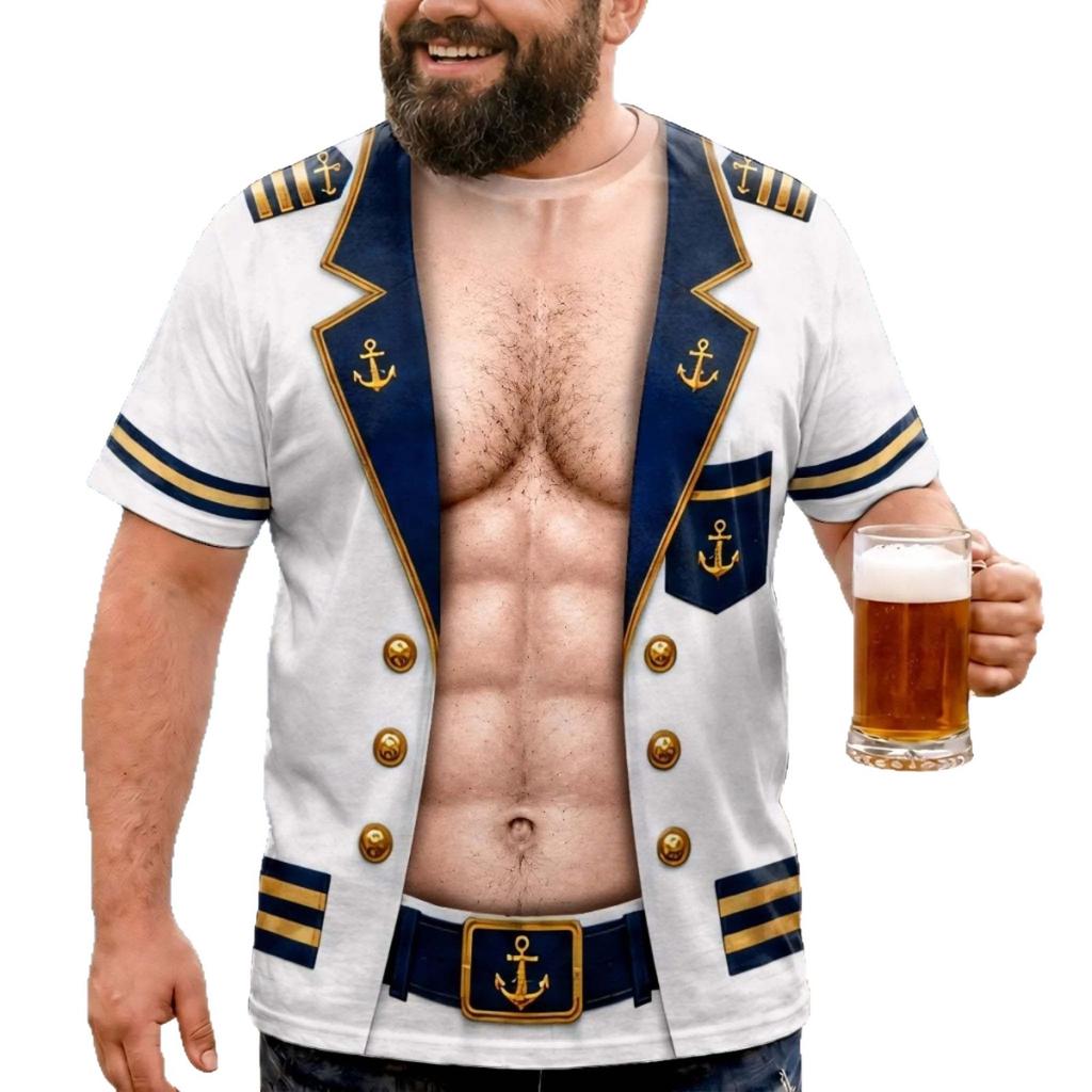 T-shirt a maniche corte da Capitano Nautico, Per Divertimento alla Festa in Barca
