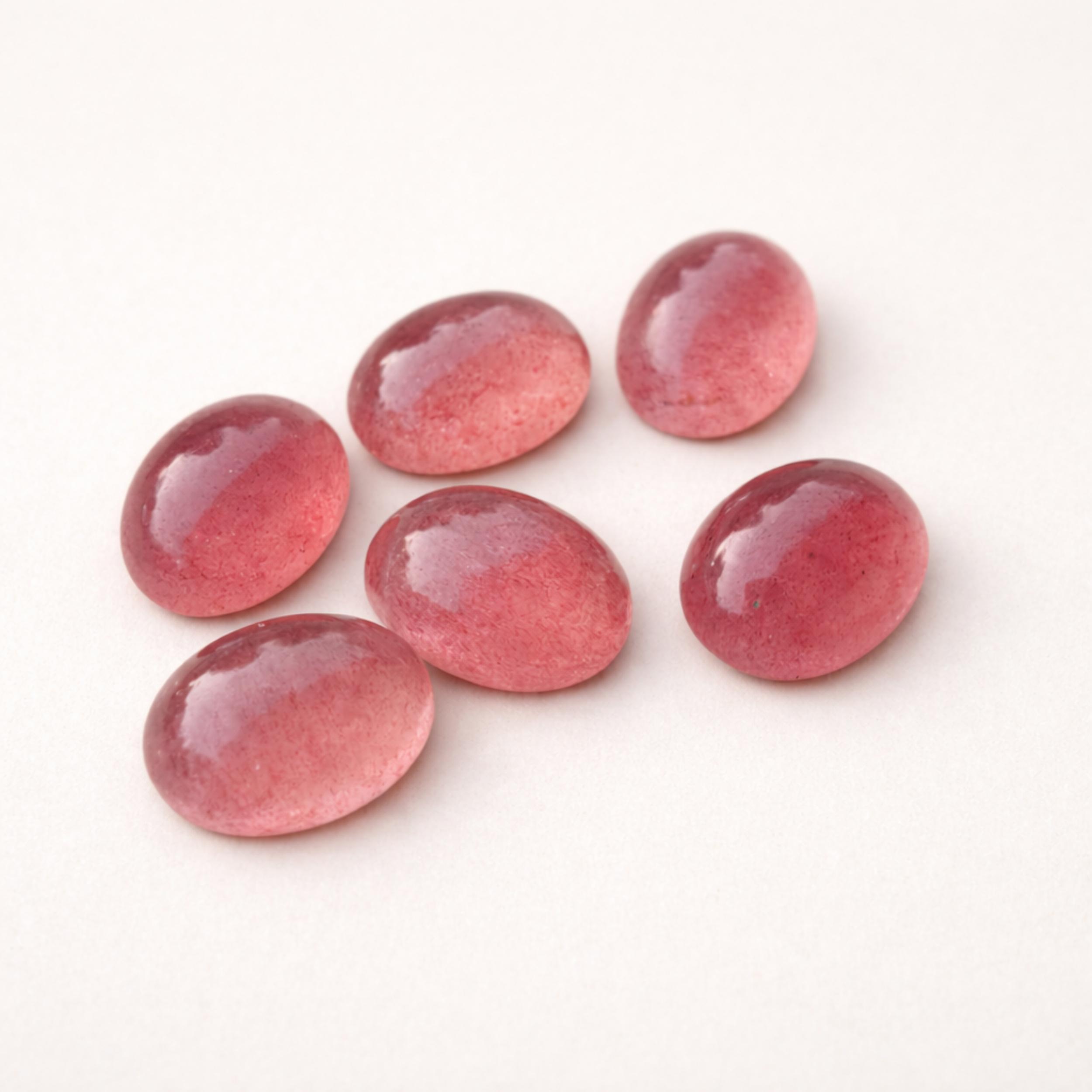 Rose Quartz Cabochons – Oval Pink Natural Gemstone for Jewelry Making 6x8mm розовый