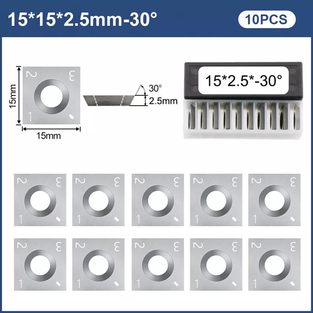 Deset kusů karbidových vložek fréz pro přesné soustružení dřeva Rozměry 15X15X2 5MM s ostřím