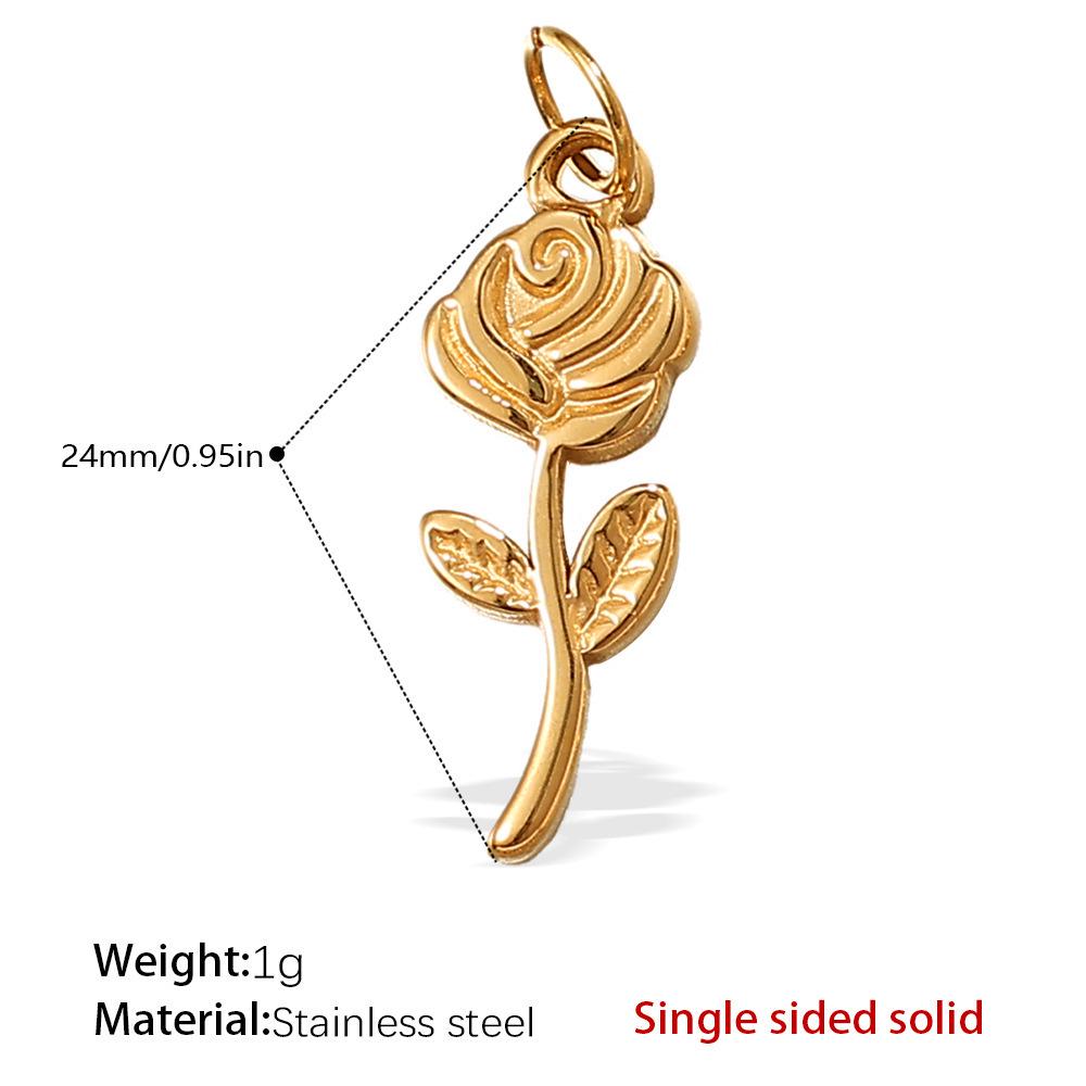 European & American Titanium Steel Rose Pendant - Creative DIY Necklace Accessory Collection