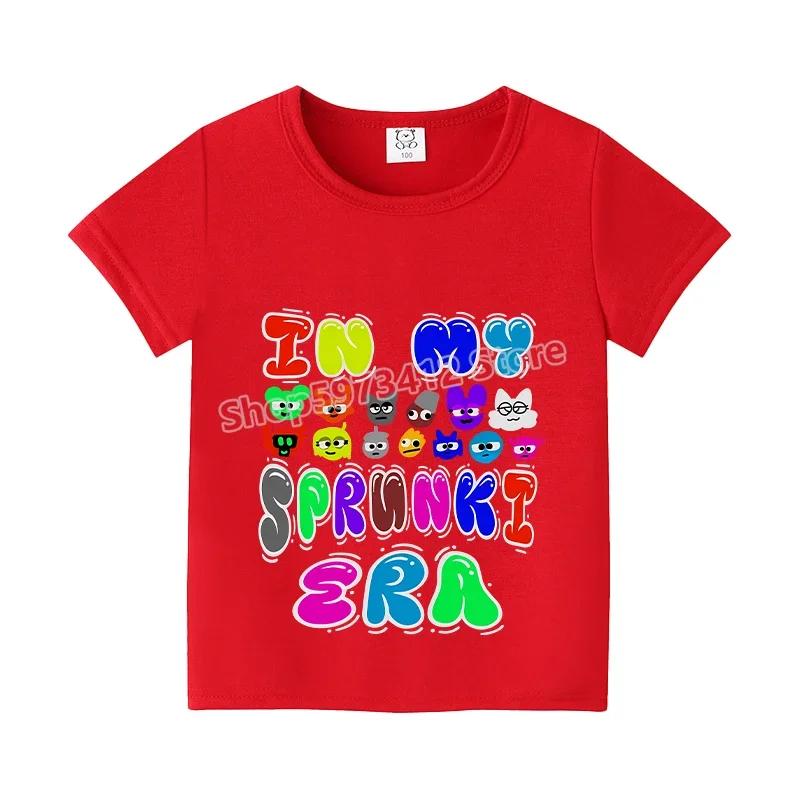 

2025 Нові дитячі футболки Sprunki для дітей Милий мультяшний графічний малюнок Спортивні футболки з коротким рукавом Бавовняні топи Модний дитячий одяг 140
