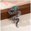 Zinc Zinc Alloy Rhinestone Animal Collar Pins Zircon Metal Snake Lapel Pin Casual Zodiac Snake Brooch  Girls