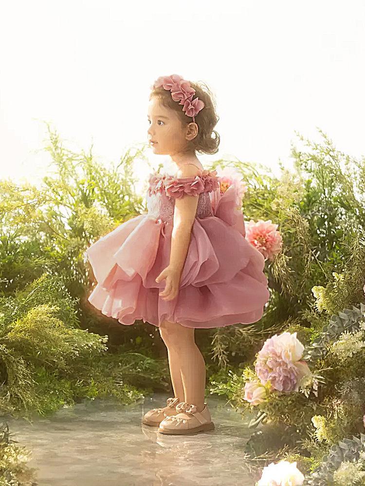 Mädchen- Prinzessinnenkleid 2025: 3D-Blumen-Abendgarderobe für Auftritte, Rezitale und Laufstegveranstaltungen.