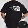 Creative Pattern Leisure Fishing Design Motorcycle Double-Sided Print T-Shirt Summer Men Short