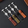 Smooth Calfskin Leather Watch Band 20mm 22mm Straps Stainless Steel Butterfly Buckle Leather Bracelet Black Brown Wristband Belt