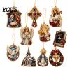 Novice Friendly Craft Supplies Christmas Faux Pearl Art DIY Kit, Make 10Pcs Hanging Ornaments, Festive Seasonal Handmade Ornaments Rhinestone Kit for