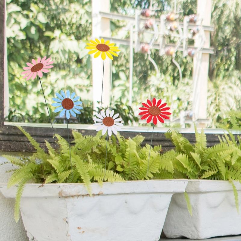 Sunflower Windmill Metal Pinwheel Garden Stake Wind Spinner Sculptures For Outdoor Garden Balcony Patio Lawn Decoration