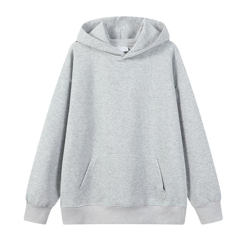 Trendy Unisex Heavyweight Retro Hoodie: Plain Color, Drawstring-Free, Loose Fit for Autumn/Winter