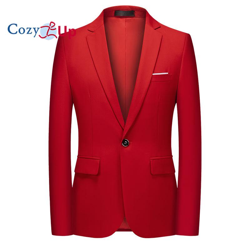 Уютный мужской повседневный пиджак, приталенный спортивный пиджак, деловой костюм, куртки на одной пуговице M красный