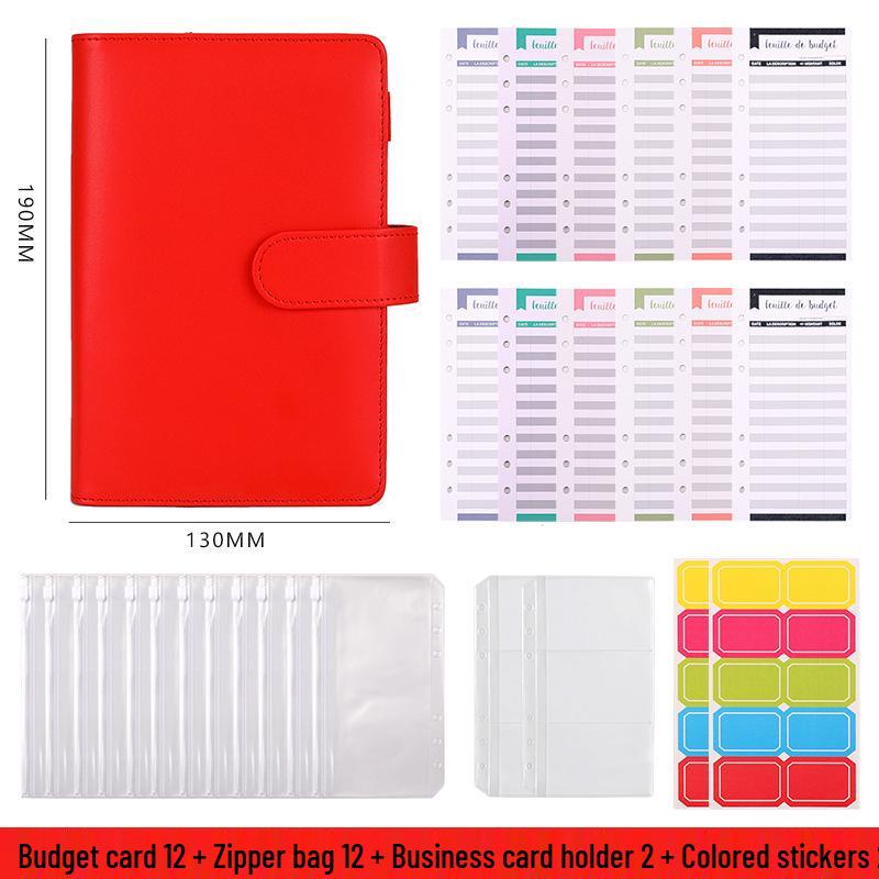 A6 Macaron Leather PU Loose-leaf Binder Notebook for Family Finance Budget Planning