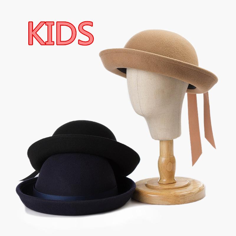 Kids Winter Wool Big Bowknot Wool Felt Children Holiday Leisure Kids Sun Cap Hat