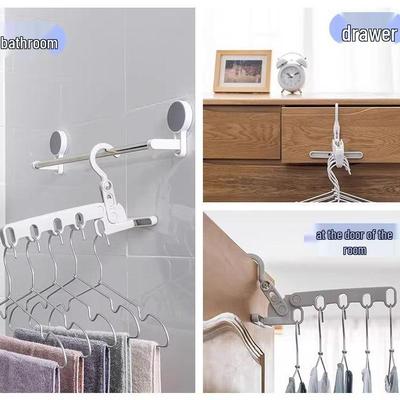 Portable Multifunctional 5-Hole Hanger: Foldable Wall-Mounted Drying Rack for Indoor, Outdoor, and Travel Use