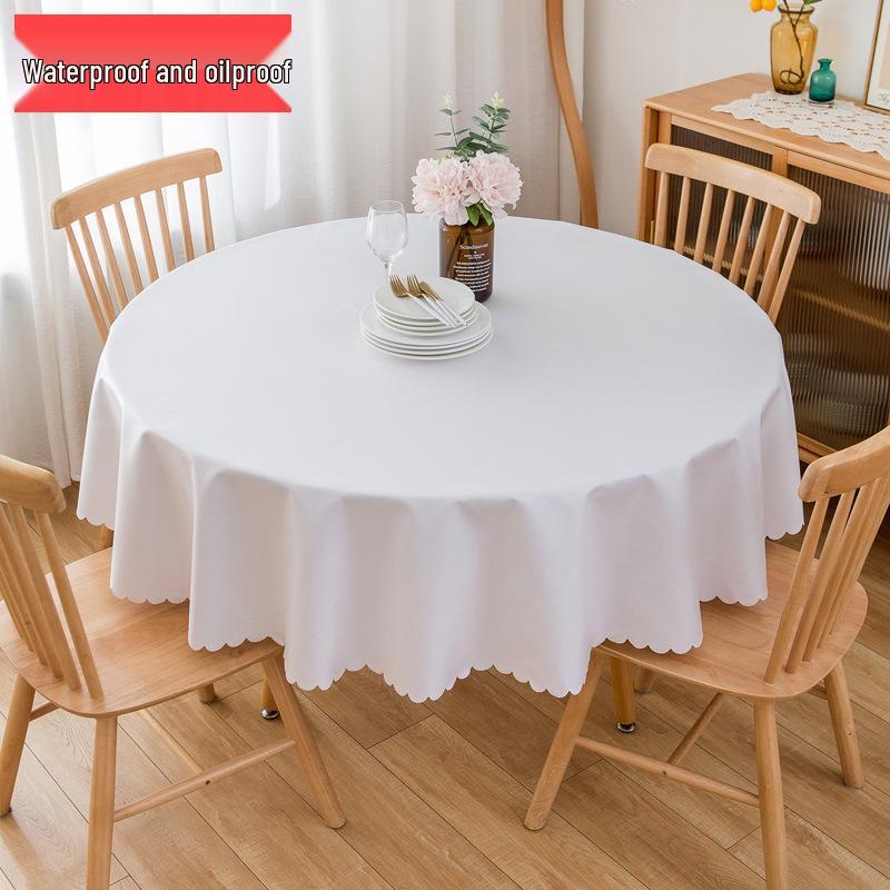 Waterproof Oil-Proof Solid Color Round Tablecloth for Dining, Hotel, and Home