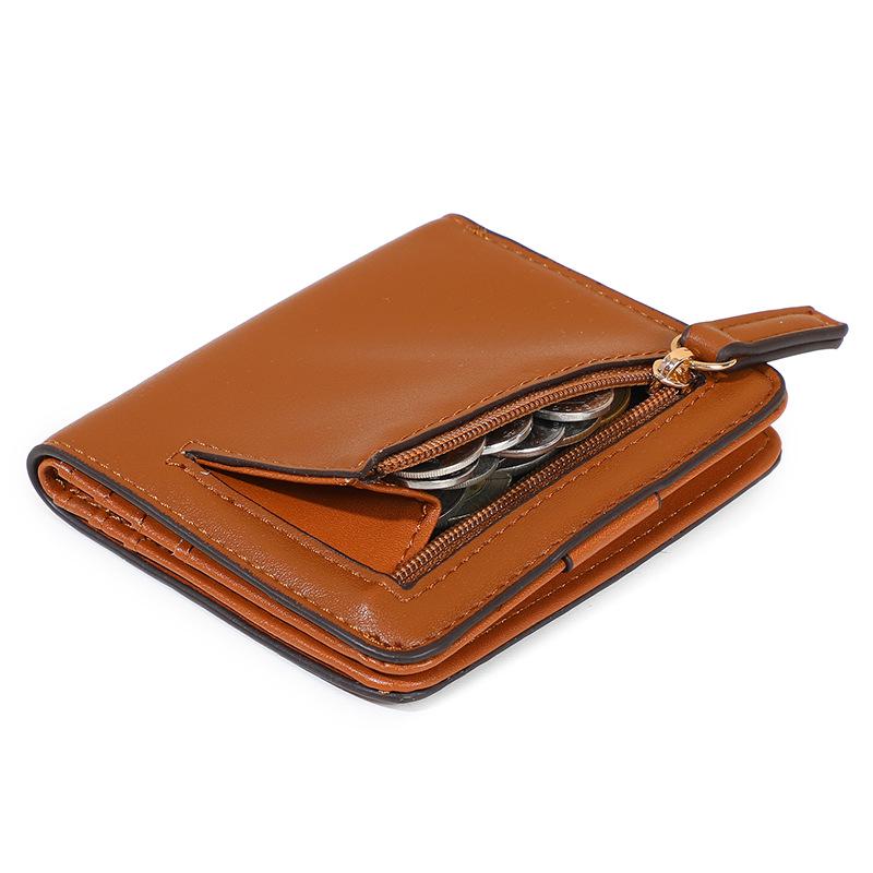 

Минималистичный Ультратонкий Женский RFID Антимагнитный ПУ Кошелек для Монет Короткий кофейный